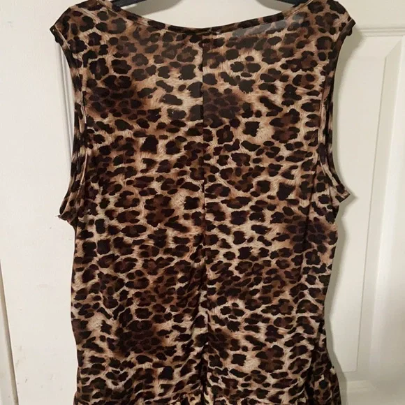 Free kisses women’s leopard print sheer ruffled tank top size 2X - Picture 8 of 9